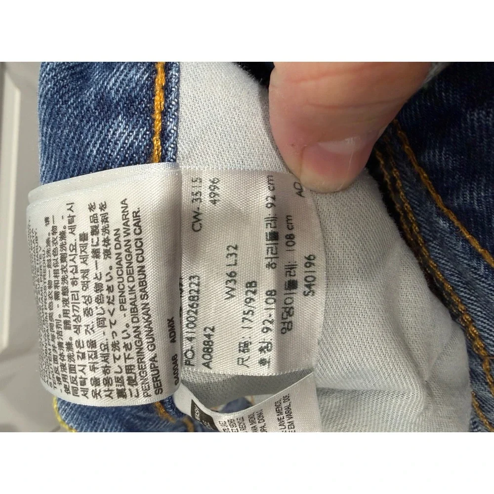 Levi's Mens 505 Straight Leg Jeans Medium‎ Wash Blue 36x32
